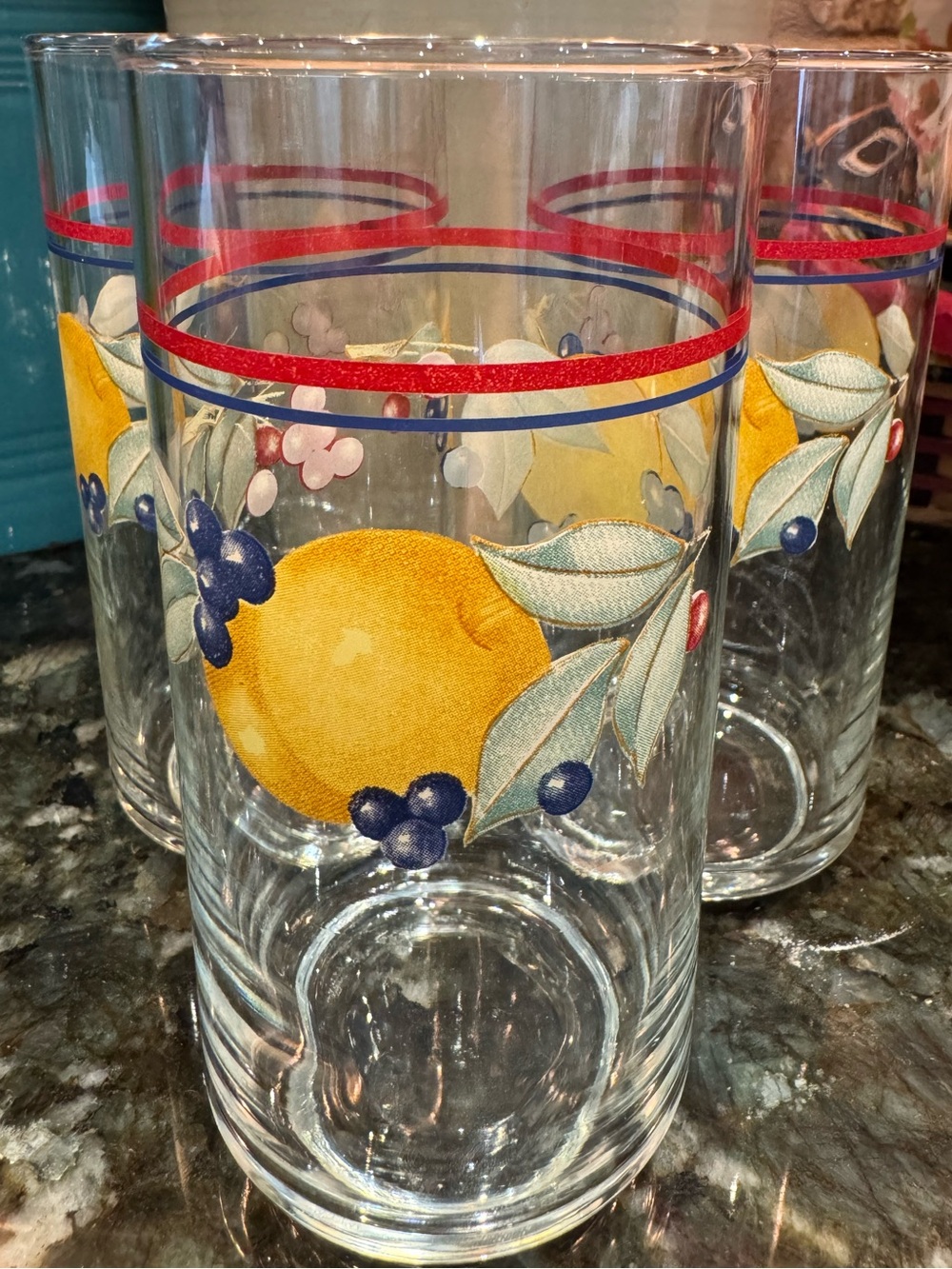 Corelle Corning Abundance Tumblers Glass Fruit Set of 3